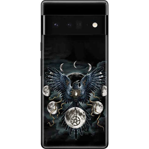 Crow and Moon Phases by Sarah Richter Google Pixel 6 Pro Skin